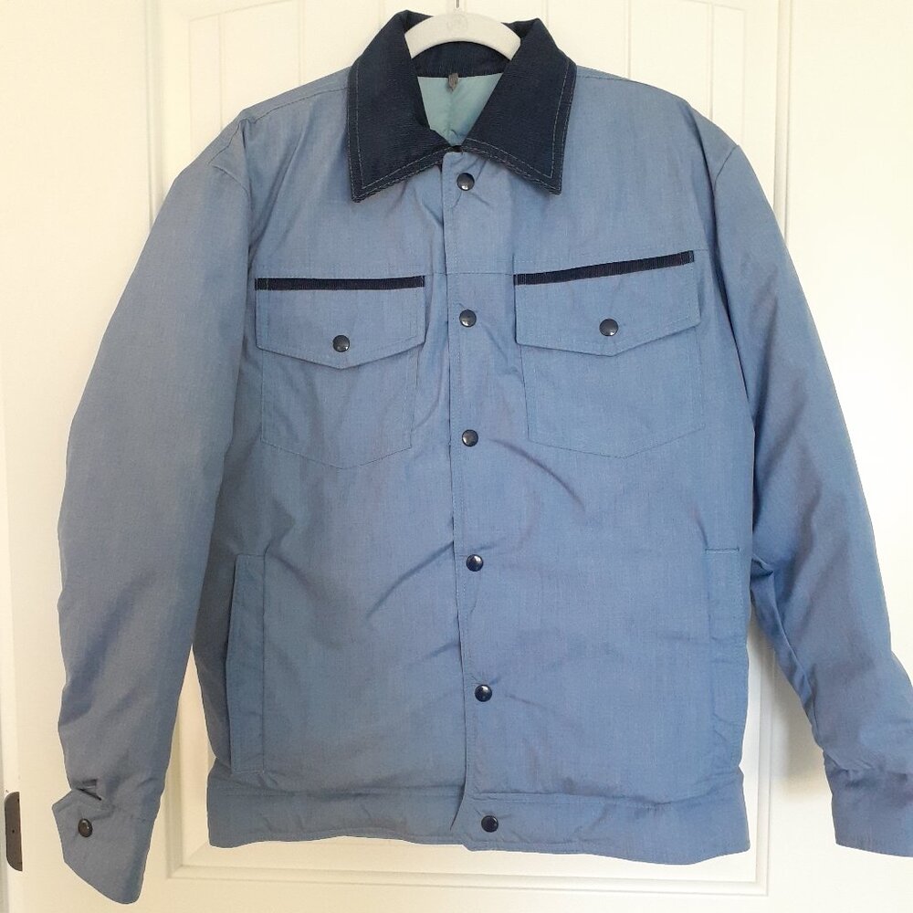 Vintage Tempco Goose Down Quilted Snap Front Jacket Blue Size M